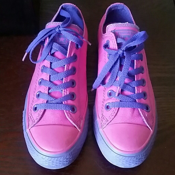 Converse Shoes - CONVERSE Bright Pink and Purple Chucks Low. W7. M5